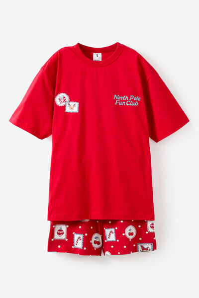 Adults Dreamdrift Family Xmas Pj Set, VARSITY RED/RUDOLPH SPOT