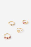 Kids 4Pk Ring Set, GOLDY/GEMMIE HEARTS - example image 1