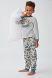 Noah Long Sleeve Pyjama Set, LIGHT GREY MARLE FROG HOTEL