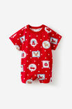 Baby Dreamdrift Family Xmas Romper Personalised, VARSITY RED/RUDOLPH SPOT - example image 2
