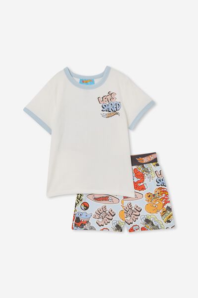 Felix Short Sleeve Pyjama Set License, LCN MAT VANILLA/HOT WHEELS LET S SHRED