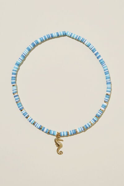 Kids Beaded Necklace, SEAHORSE/GOLD