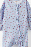 Littlie Organic Long Sleeve Zip Romper, BLUEBELL/LITTLE BLOSSOM - example image 2