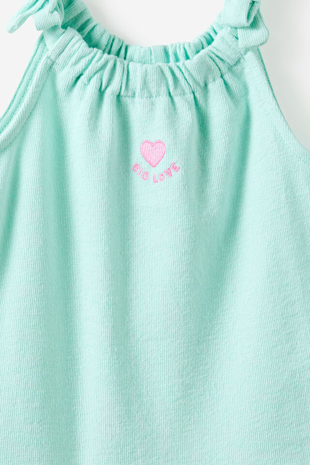 Baby Textured Ruffle Playsuit, SEAGLASS