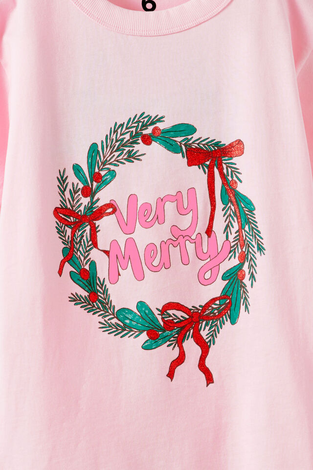 Essential Short Sleeve Graphic Tee, BALLET PINK/VERY MERRY
