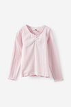 Fitted Essential Long Sleeve Ruched Top, TEA PARTY PINK - example image 2