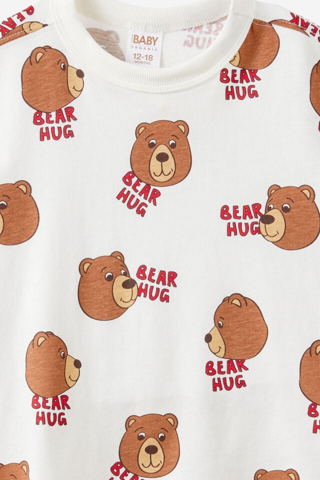 Baby Essential Short Sleeve Graphic Tee, VANILLA/BEAR HUG