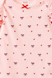 Organic Pointelle Flutter Bubbysuit, POP PINK/BOWS & HEARTS - example image 2