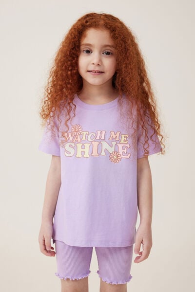 Poppy Short Sleeve Graphic Print Tee, LILAC DROP/WATCH ME SHINE