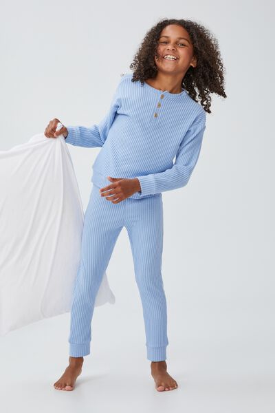 Christian Long Sleeve Pyjama Set, DUSK BLUE