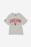 License Drop Shoulder Short Sleeve Tee, LCN NBA FOG GREY MARLE/CHICAGO BULLS EMB - alternate image 5
