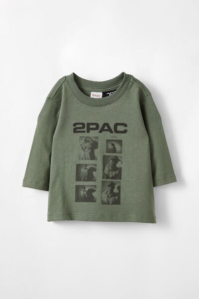 Jamie Long Sleeve Graphic Print Tee - License, LCN BRA SWAG GREEN/TUPAC