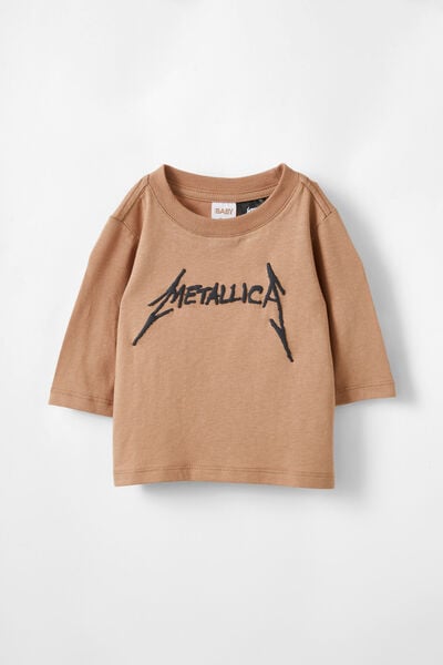 Jamie Long Sleeve Graphic Print Tee - License, LCN PRO TAUPY BROWN/METALLICA