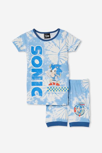 Ted Short Sleeve Pyjama Set Licensed, LCN SONIC DUSK BLUE/SONIC THE HEDGEHOG