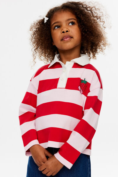 Rugby Polo, BALLET PINK/VARSITY RED/BERRY SQUAD