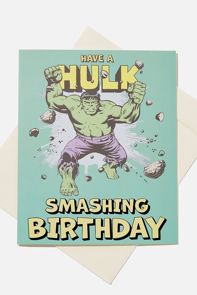 Licensed Birthday Gift Card, LCN MAR HULK/SMASHING BIRTHDAY