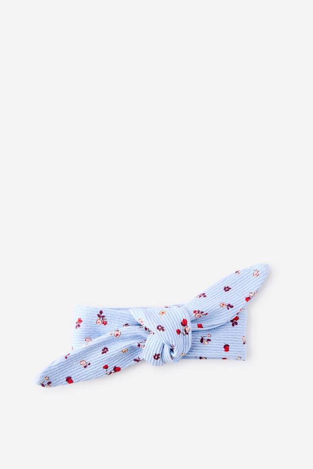 Organic Pointelle Bow Headband, BLUEBELL/LITTLE BLOSSOM