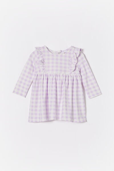 Vestido - Mandy Long Sleeve Ruffle Dress, VINTAGE LILAC/GINGHAM