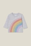 Camiseta - Jamie Long Sleeve Tee, CLOUD MARLE/SKETCHY RAINBOW - vista alternativa 1
