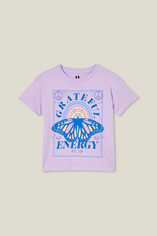 Camiseta - Poppy Short Sleeve Print Tee, LILAC DROP/GRATEFUL ENERGY