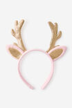 Kids Novelty Headband, GOLDY/PINK DROP GEMMIES TIARA - example image 1