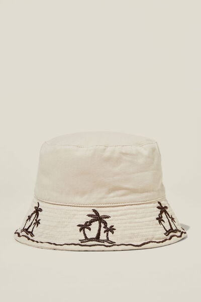 Kids Reversible Bucket Hat, RAINY DAY/PALM EMBROIDERY