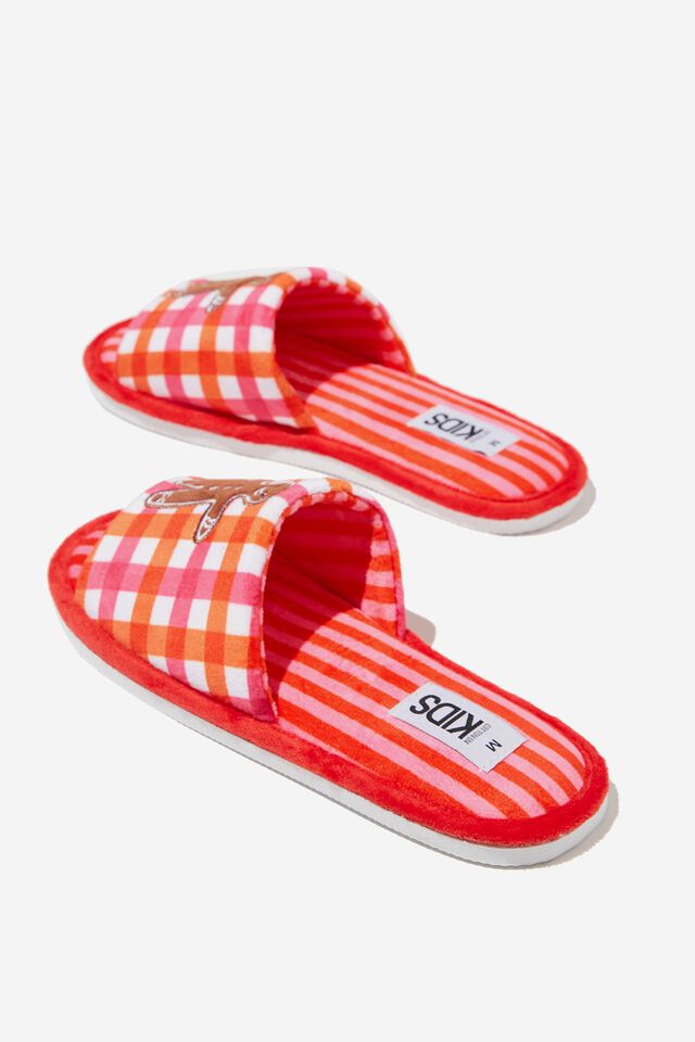 Adults Novelty Slippers, GINGERBREAD CHECK