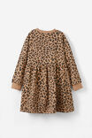 Tessa Fleece Dress, TAUPY BROWN/LEOPARD - alternate image 3