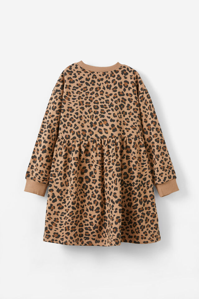 Tessa Fleece Dress, TAUPY BROWN/LEOPARD