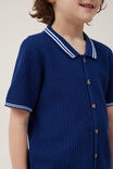 Knitted Short Sleeve Shirt, IN THE NAVY - alternate image 2