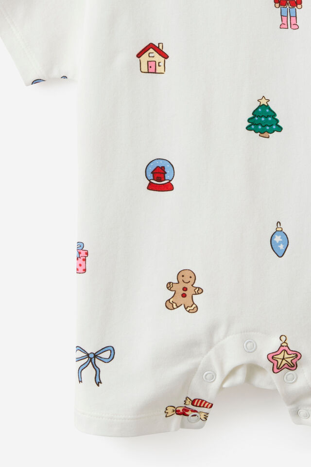Baby Dreamdrift Family Xmas Romper, VANILLA/EVERYTHING CHRISTMAS
