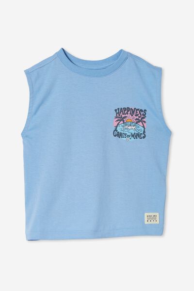 Oscar Slouch Tank, DUSK BLUE/HAPPINESS COMES IN WAVES