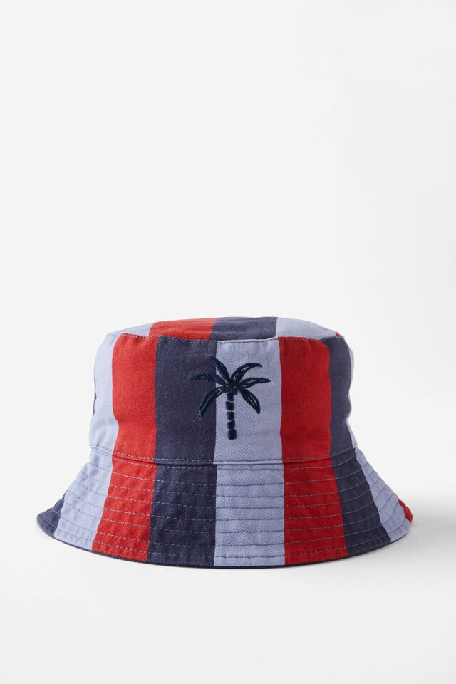 Kids Reversible Bucket Hat, IN THE NAVY/PALM EMBROIDERY