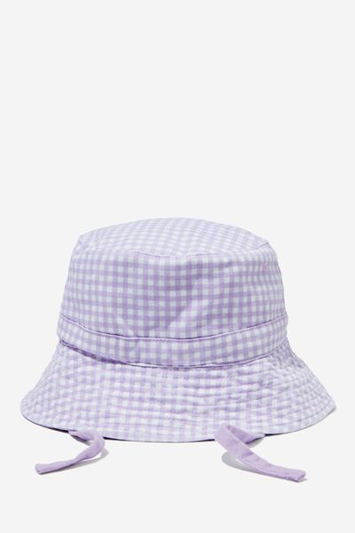 Reversible Bucket Hat, GINGHAM/LILAC DROP