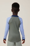 Flynn Long Sleeve Raglan Rash Vest, SWAG GREEN/DUSK BLUE SPLICE - alternate image 3