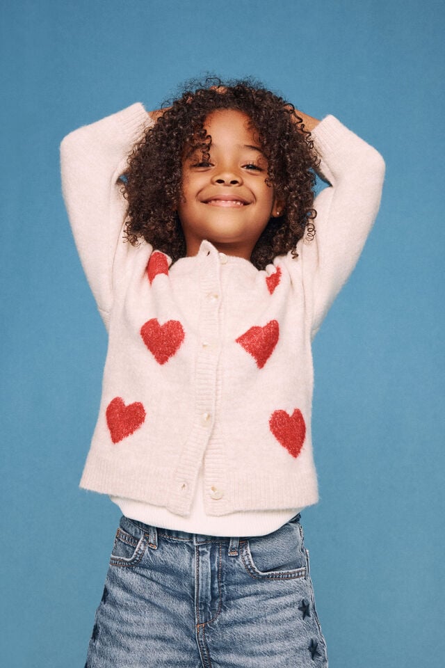 Cosi Knit Cardigan, OATMEAL MARLE/HEART