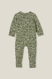 Miffy The Long Sleeve Zip Romper License, LCN MIF SWAG GREEN/MIFFY FRIENDS STAMP - alternate image 3