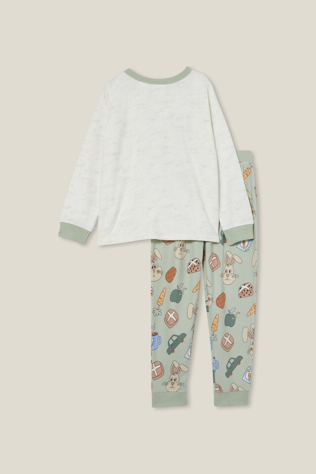 Pijamas - Chuck Long Sleeve Pyjama Set, STONE GREEN/SOME BUNNY SAY CHOCOLATE
