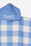 Kids Waffle Hooded Towel - Personalised, DUSK BLUE GINGHAM