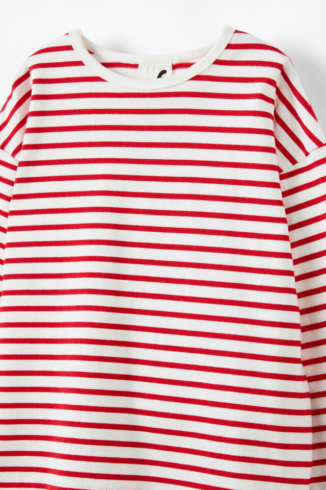 Piper Long Sleeve Tee, VARSITY RED/VANILLA STRIPE