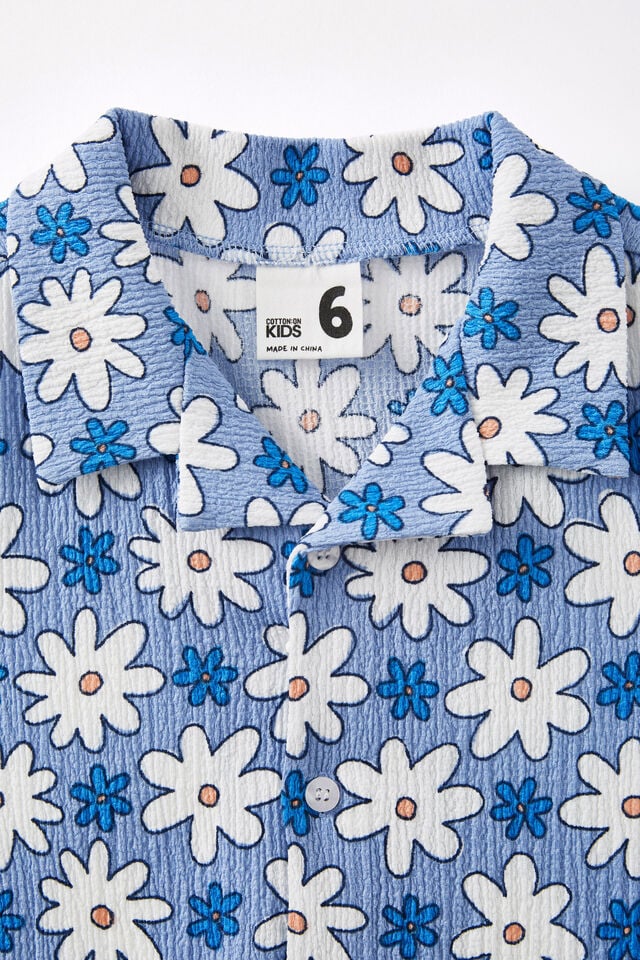 Amelie Short Sleeve Shirt, DUSK BLUE/SANDY FLORAL