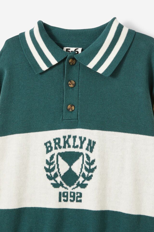 Blair Rugby Pullover Knit, PINE TREE GREEN/BRKLYN 1992