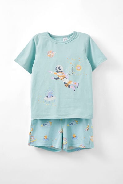 Jordan Short Sleeve Pyjama Set, BARBER BLUE/DINO SPACE GLOW