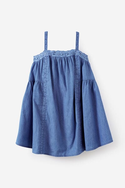 Gigi Baby Doll Sleeveless Dress, LIGHT WASH