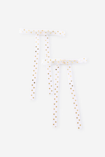 Kids Multi Pack Bow Hair Clips, VANILLA/GOLDY SPOT