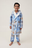 Boys Flannel Hooded Gown, FROSTY BLUE/WINTERS CHECK - alternate image 1
