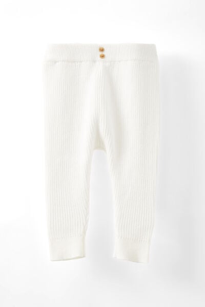 Organic Rib Knit Skinny Legging, MILK