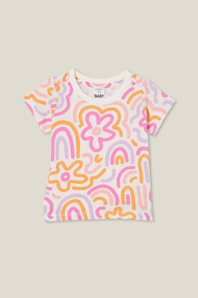 Camiseta - Jamie Short Sleeve Tee, VANILLA/SCRIBBLY RAINBOWS