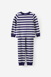 Dreamdrift Ls Pj Set - Grey Marle Rena Pers, BOBBI STRIPE GREY MARLE/DENIM NAVY - example image 2