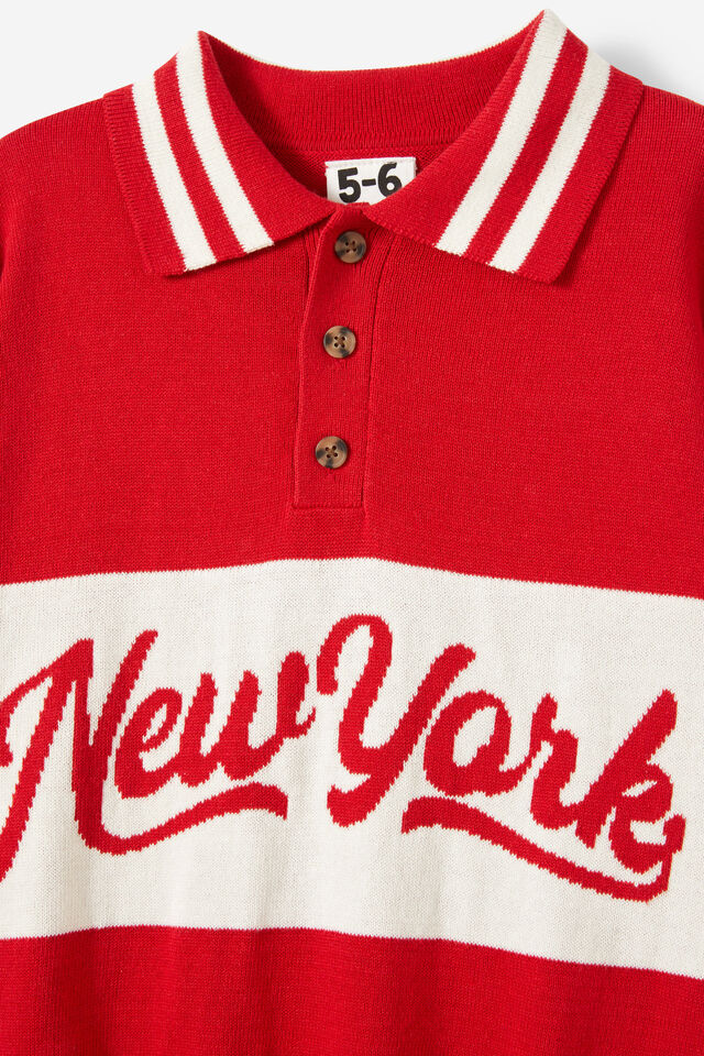 Blair Rugby Pullover Knit, VARSITY RED/NEW YORK